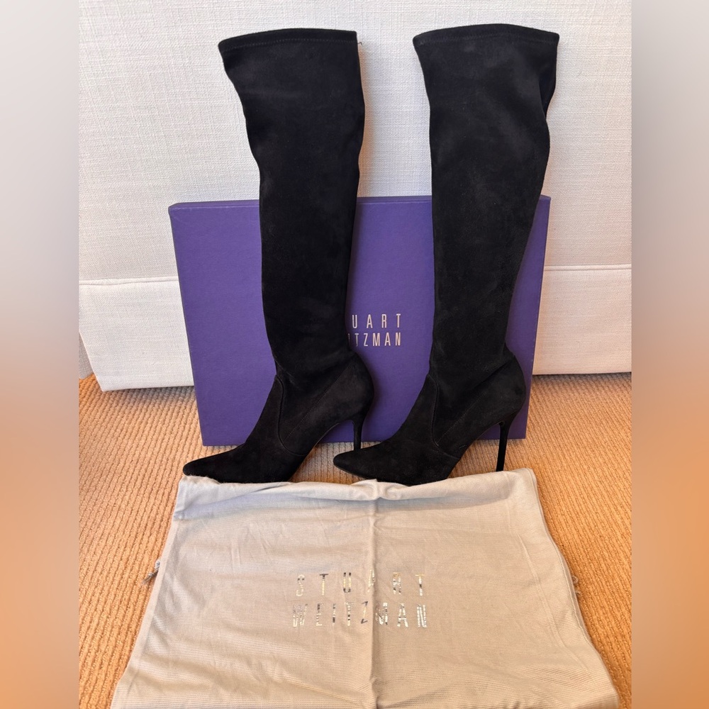 Stuart Weizman Black Suede Benefit Boots View 4